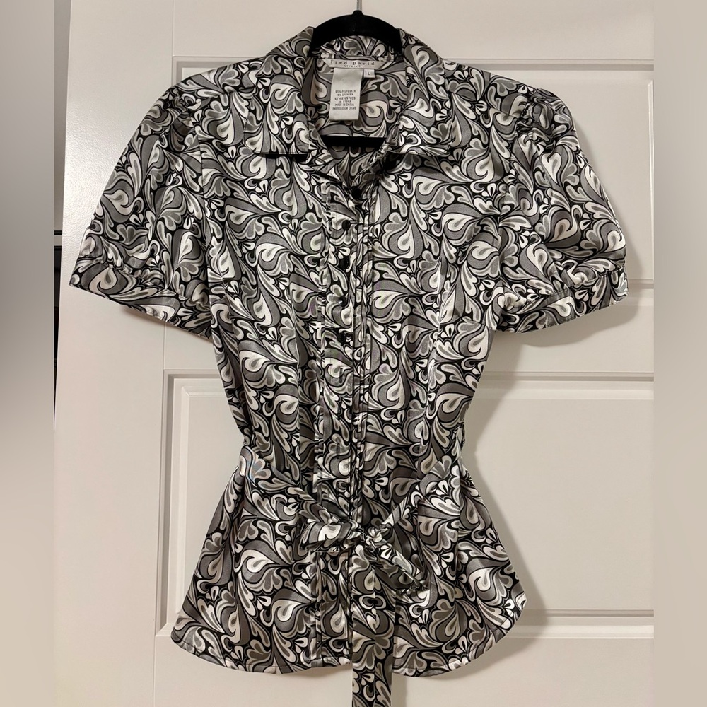 Fred David Monochrome Swirl Blouse